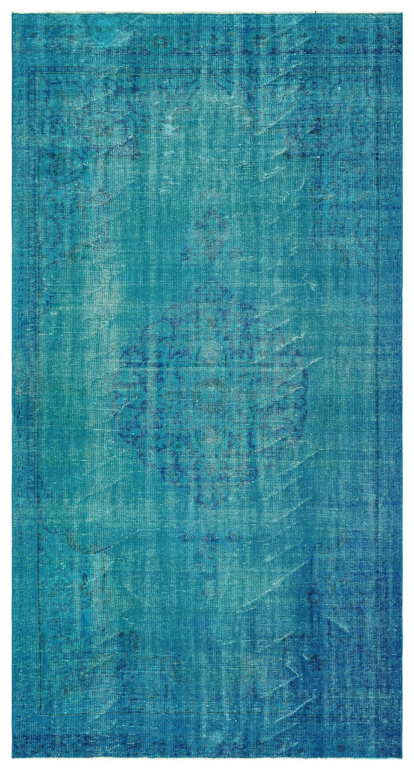Beyaz Lacivert Anadolu Bohem Eskitme Yün Halı 165x311 - Özel Seri