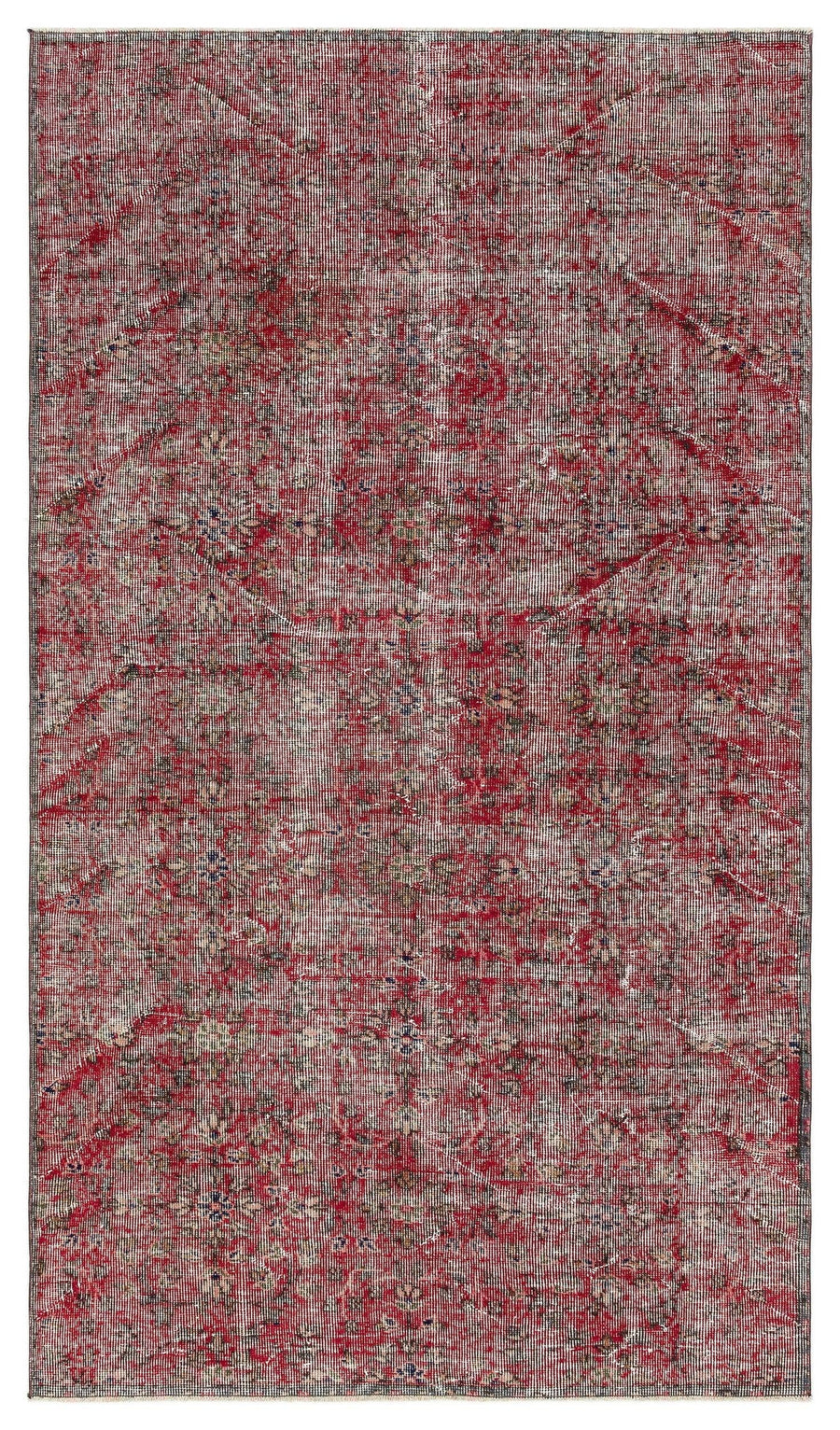 Roter und grauer Vintage Teppich aus Wolle 131x226 cm – im Flur