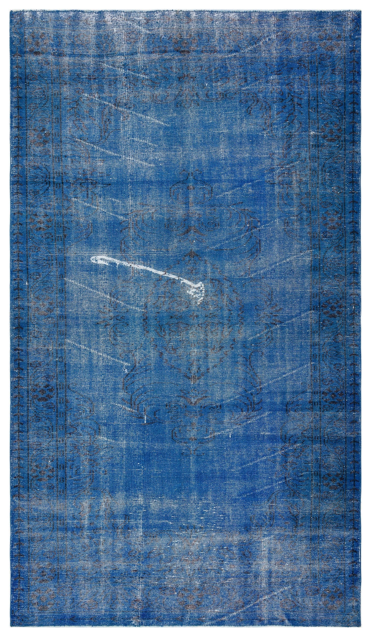 Atina Mavi Eskitme Yün El Dokuma Halısı 168 x 294 Apex Unique