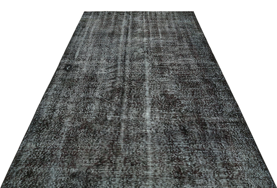 Siyah Eskitme Geometrik Yün Halı 165x280