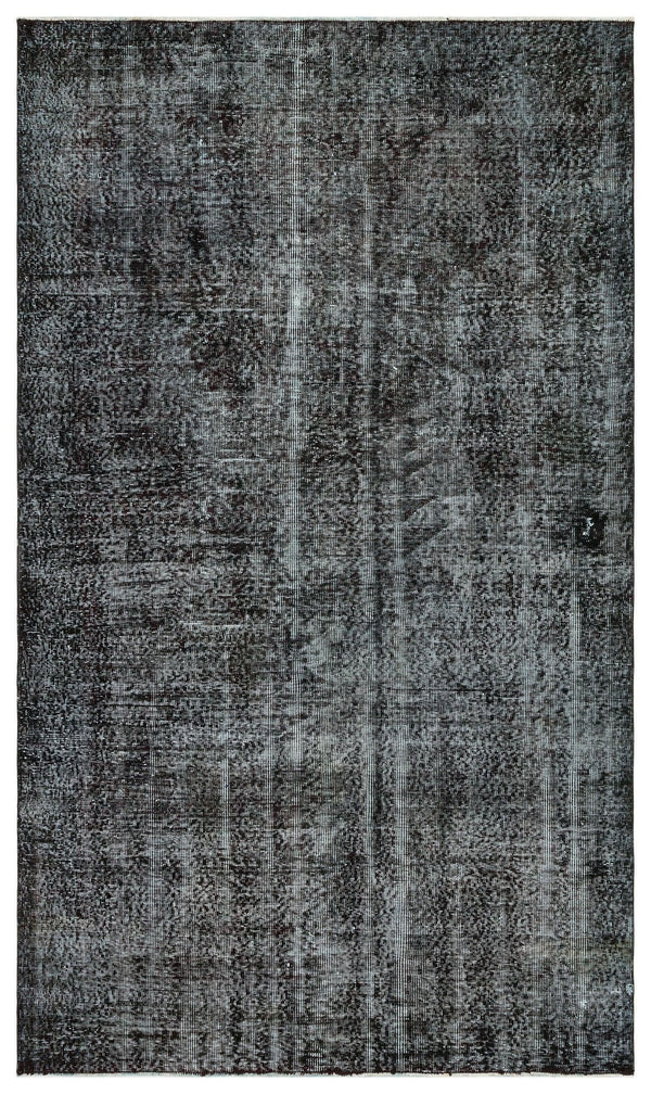 Siyah Eskitme Geometrik Yün Halı 165x280