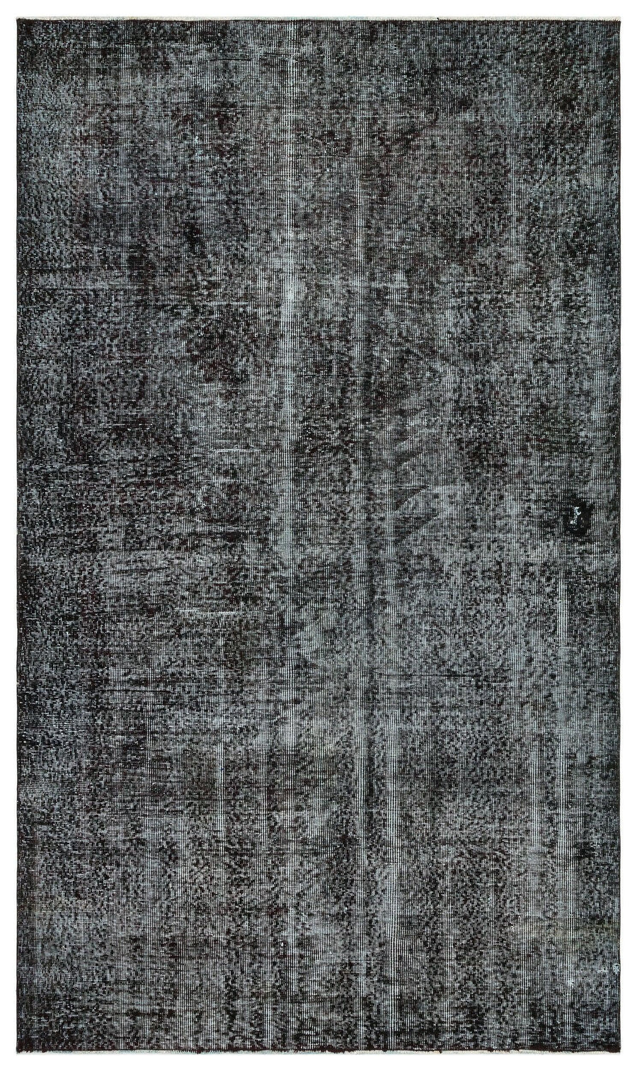 Grey Abstract Distressed Hand-Knotted Wool Rug 165x280 cm (5'5" x 9'2") – in the hallway