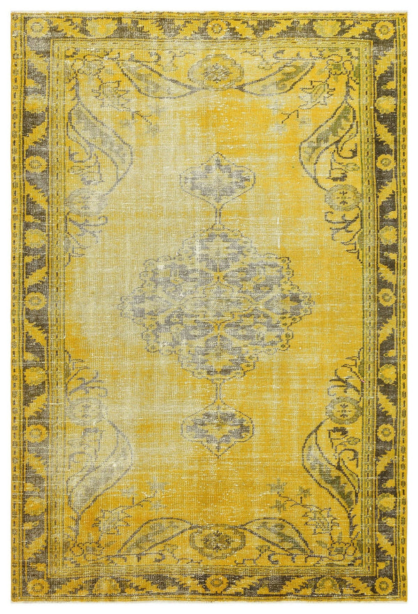 Sarı Bohem Eskitme Yün Halı 164x238