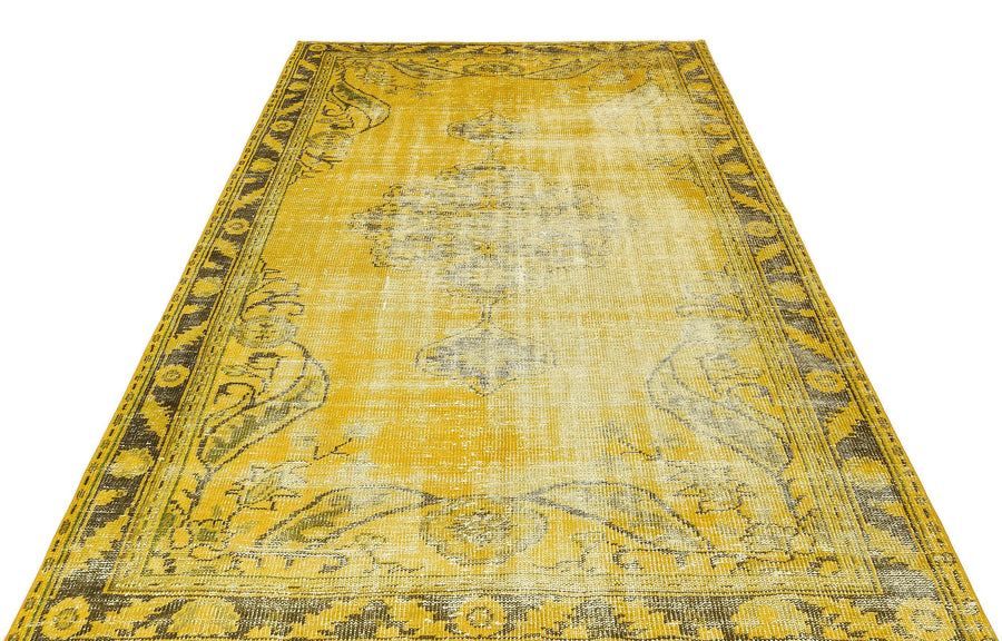 Sarı Bohem Eskitme Yün Halı 164x238