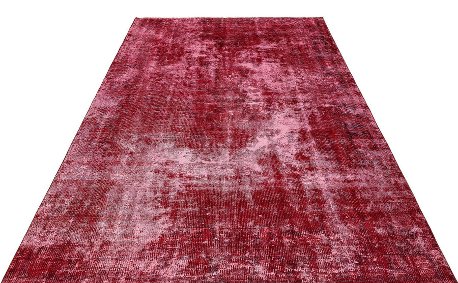 Kırmızı Anadolu Eskitme Geometrik Yün Halı 175x242 - Özel Seri