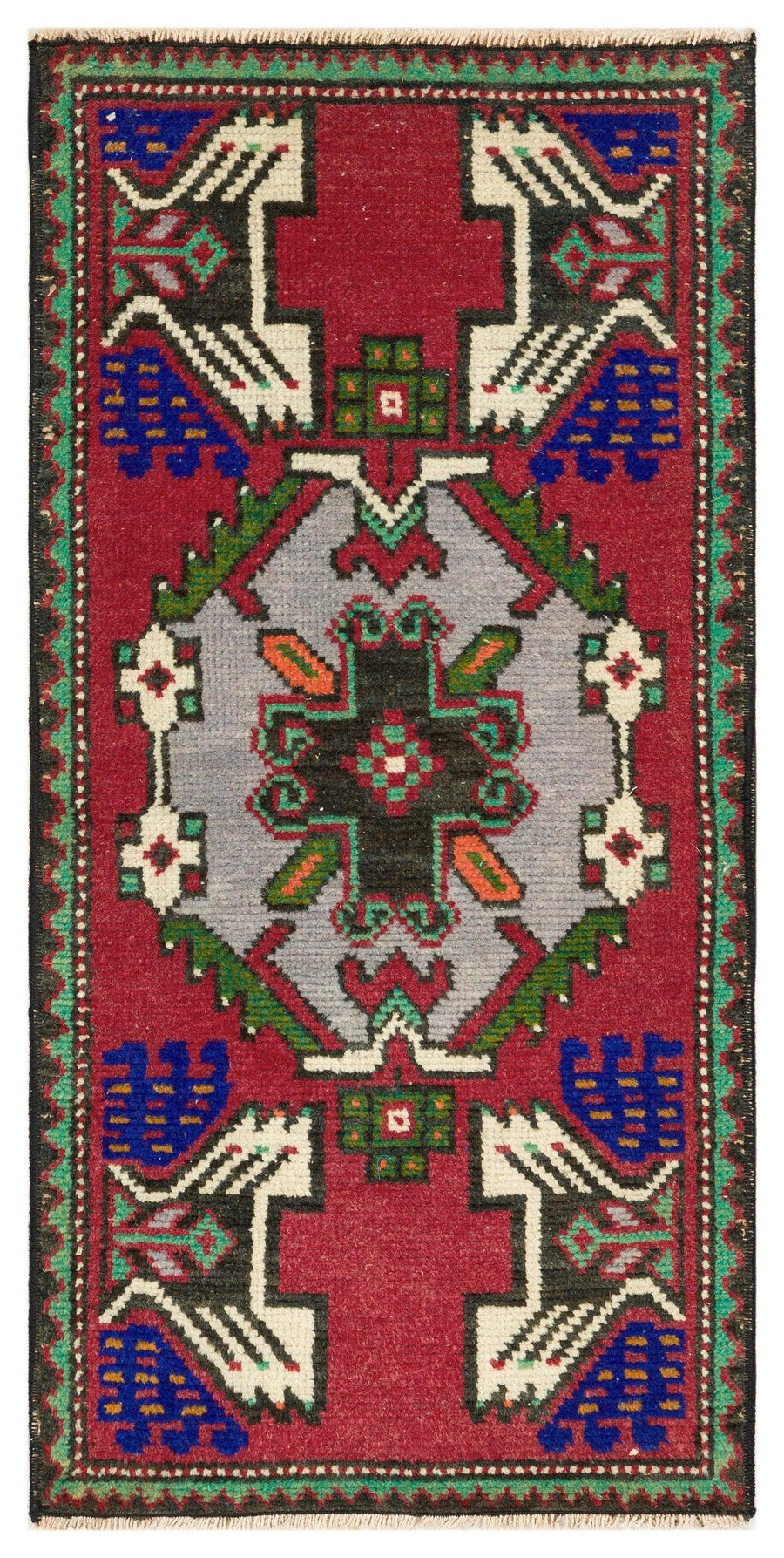 Kırmızı Anadolu Bohem Geometrik Yün Halı 48x96 - Özel Seri