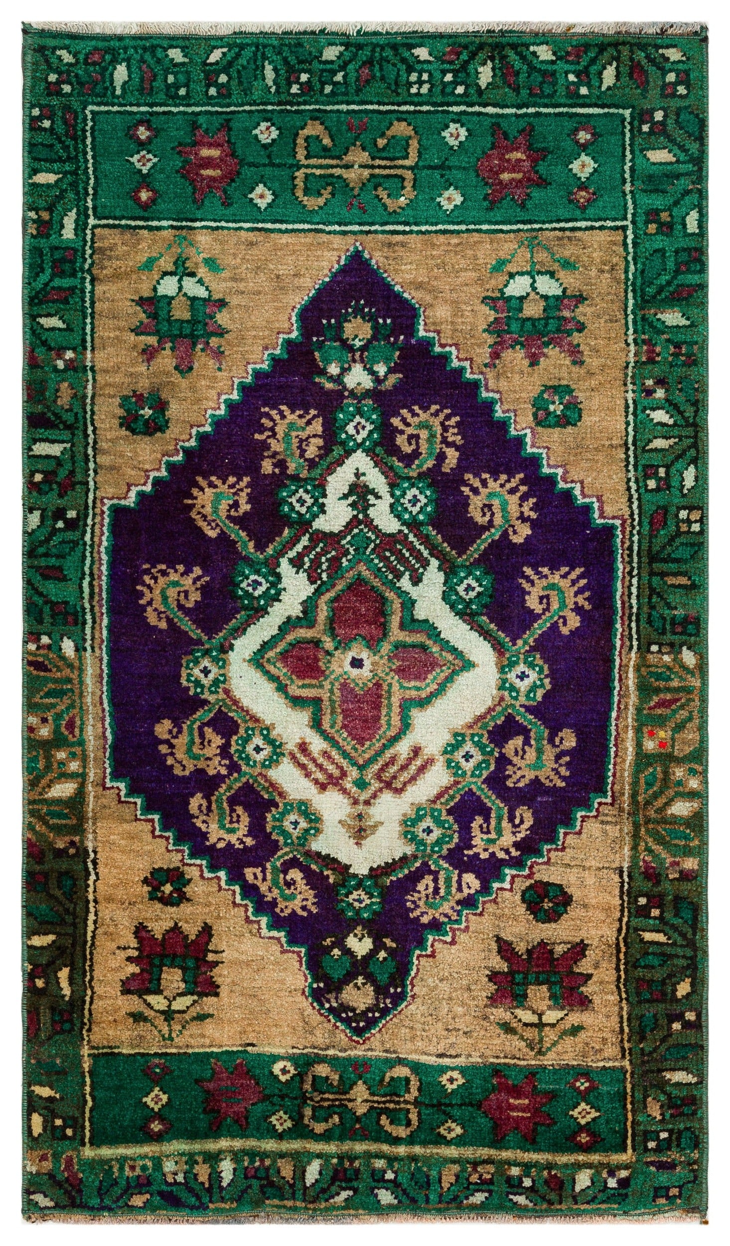 Kavala Yeşil Klasik Yün El Dokuma Halısı 061 x 103 Apex Unique