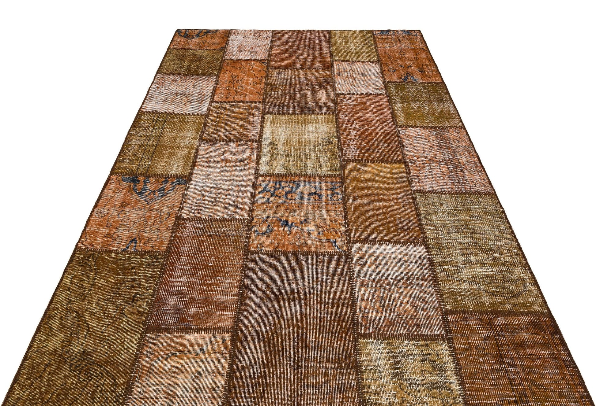 Bej Beyaz Eskitme Geometrik Yün Halı 178x280