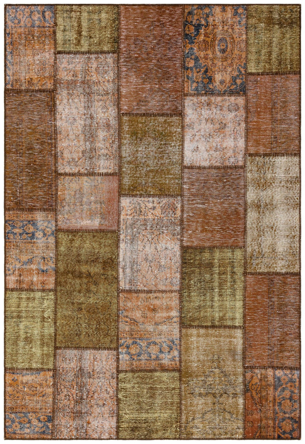 Bej Krem Anadolu Eskitme Geometrik Yün Halı 190x281 - Özel Seri