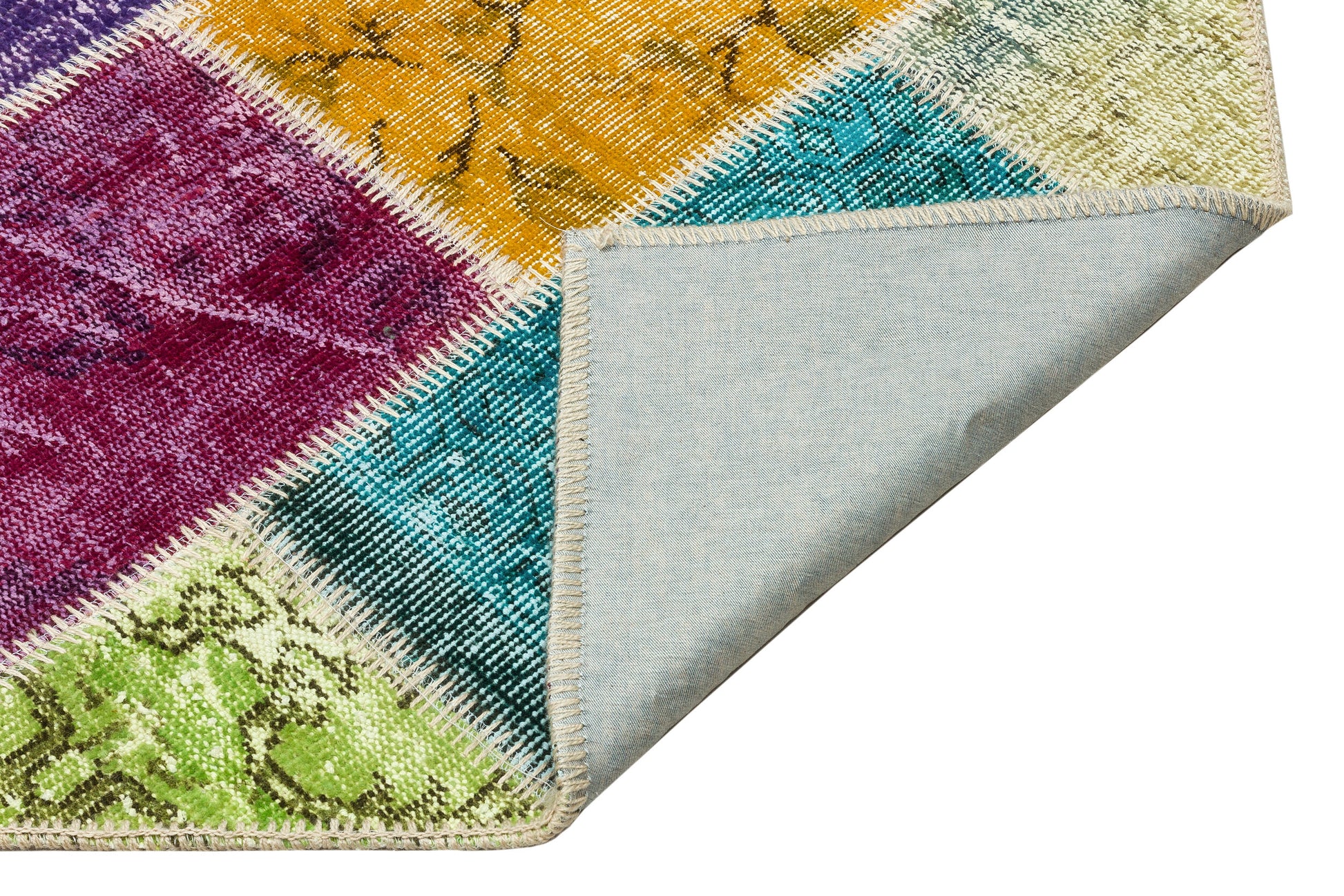 Iskece Bej Patchwork Yün El Dokuma Halısı 161 x 230 Apex Unique