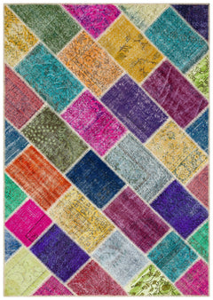 Iskece Bej Patchwork Yün El Dokuma Halısı 161 x 230 Apex Unique