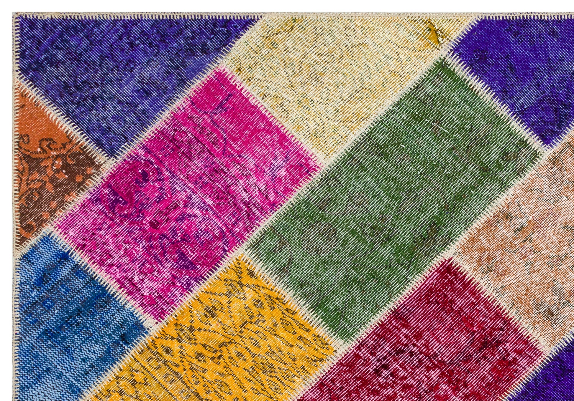 Iskece Bej Patchwork Yün El Dokuma Halısı 162 x 229 Apex Unique