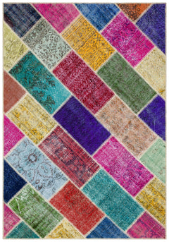 Iskece Bej Patchwork Yün El Dokuma Halısı 162 x 229 Apex Unique