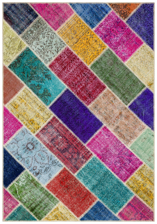 Iskece Bej Patchwork Yün El Dokuma Halısı 162 x 229 Apex Unique