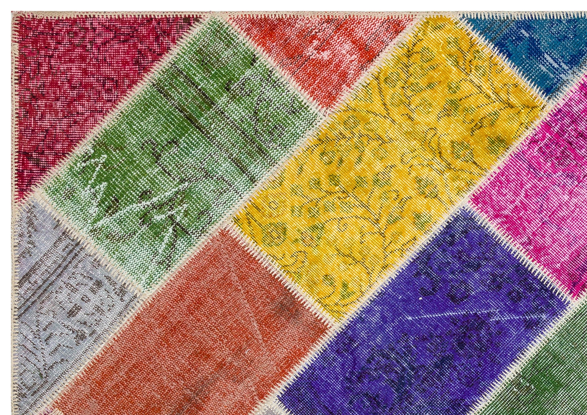 Iskece Bej Patchwork Yün El Dokuma Halısı 162 x 228 Apex Unique