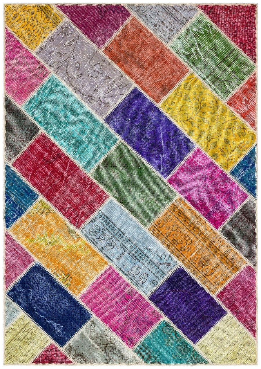 Geometrik Desenli Halı Çok Renkli El Dokuma 162x228 cm 36180 – Koridor kullanımı