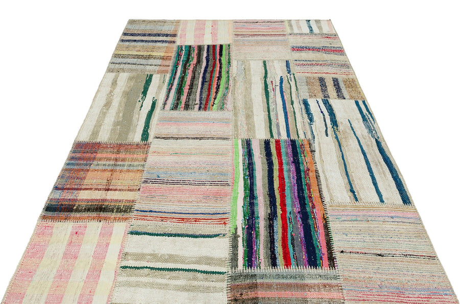 Bej Gri Anadolu Bohem Geometrik Yün Halı 160x228 - Özel Seri