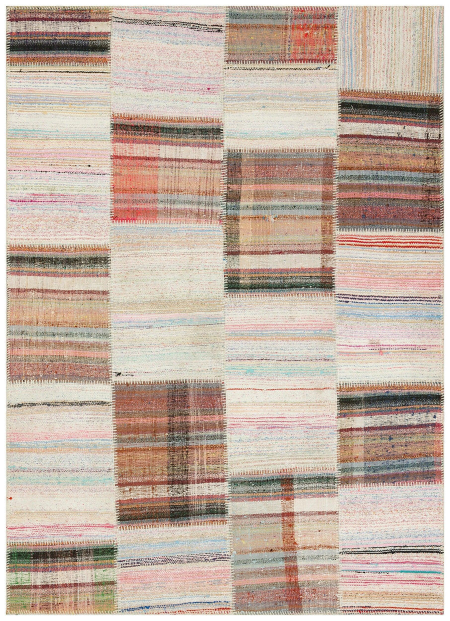 Krem El Dokuma Halı Geometrik Desenli Çok Renkli Detaylı 160x223 cm 36192 – Koridor kullanımı