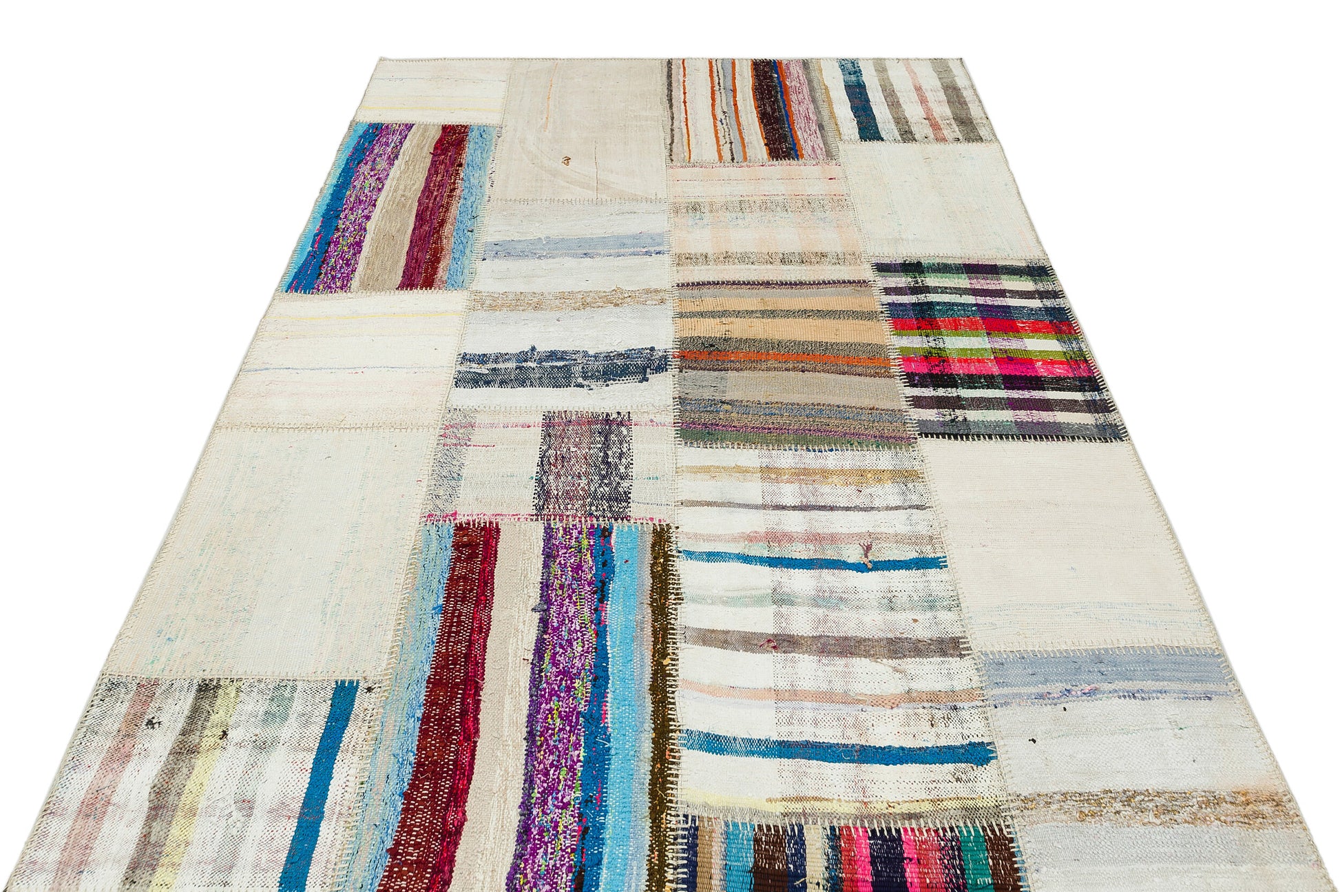 Teselya Bej Çizgili Yün El Dokuma Halısı 159 x 231 Apex Unique