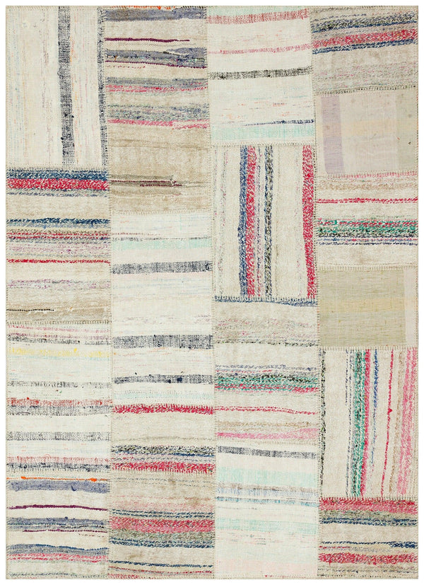 Bej Anadolu Geometrik Modern Yün Halı 161x219 - Özel Seri