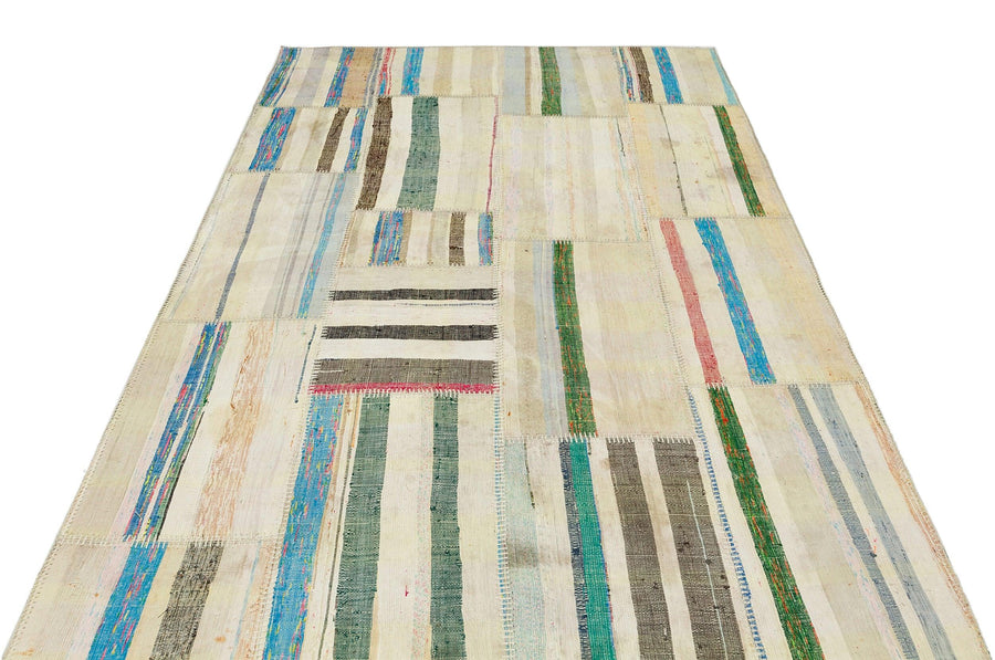Bej Geometrik Modern Yün Halı 157x225