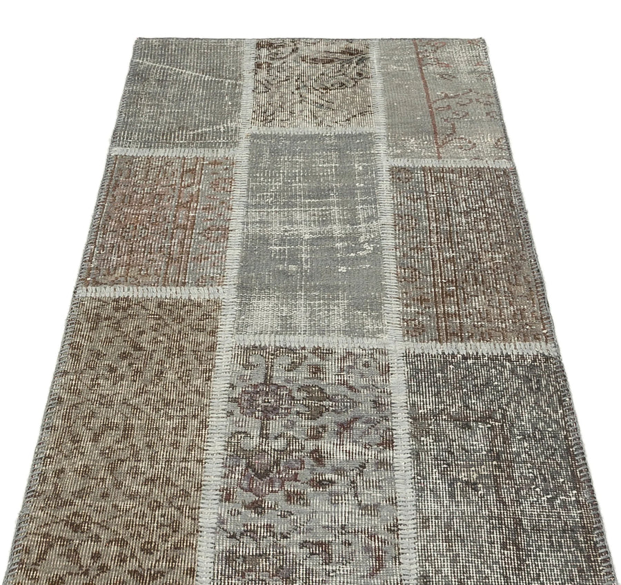 Gri Anadolu Eskitme Modern Yün Halı 80x148 - Özel Seri
