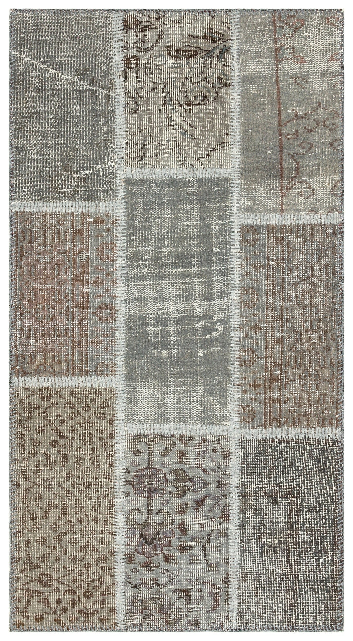 Iskece Gri Eskitme Yün El Dokuma Halısı 080 x 148 Apex Unique