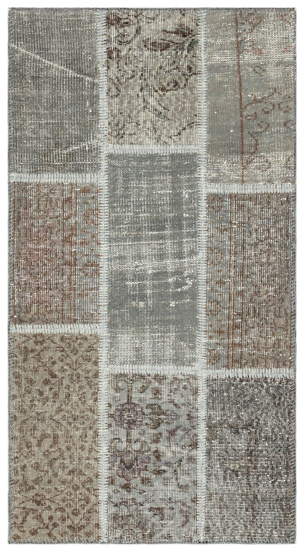 Gri Anadolu Eskitme Modern Yün Halı 80x148 - Özel Seri