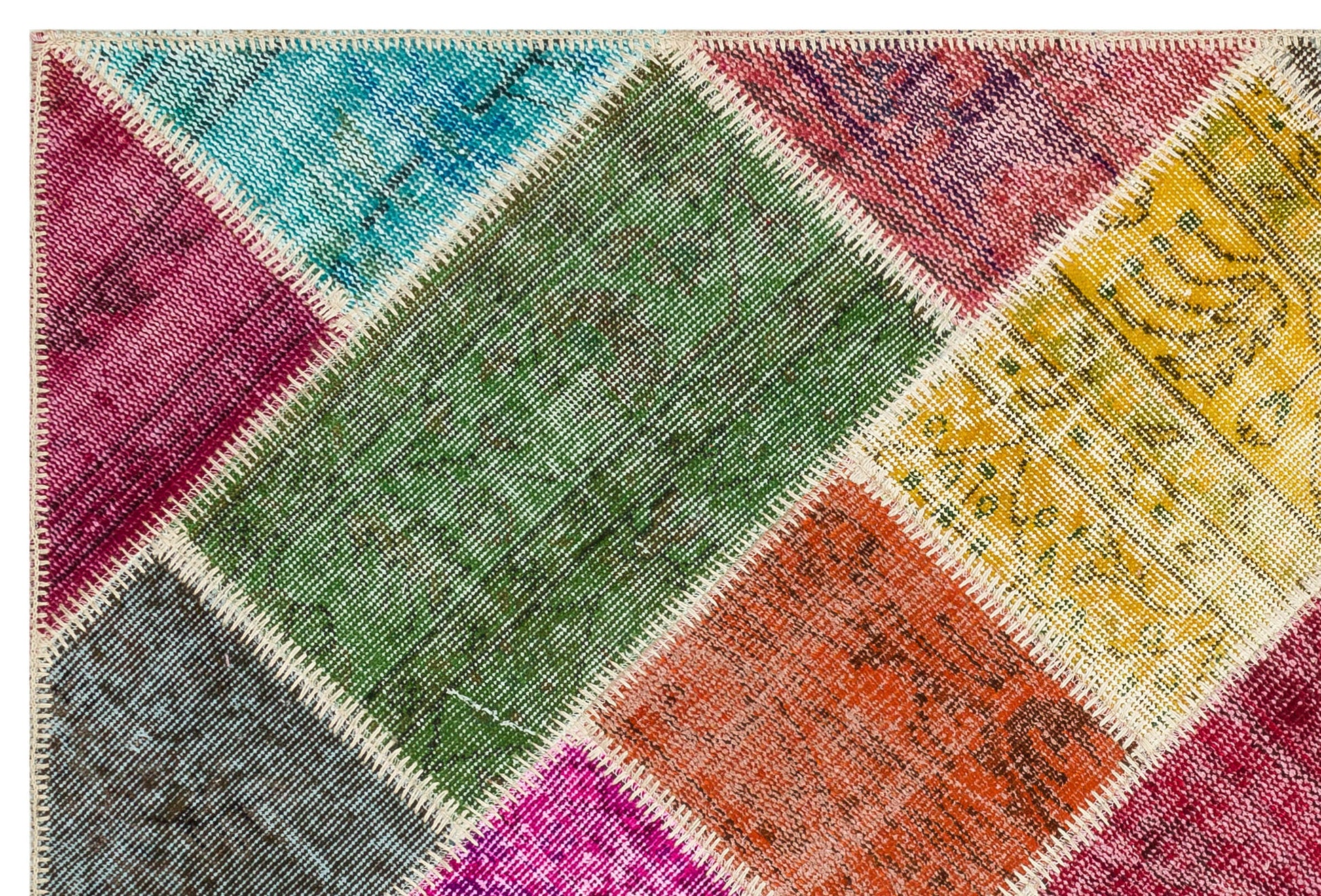 Iskece Bej Patchwork Yün El Dokuma Halısı 122 x 183 Apex Unique