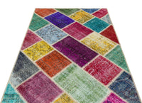 Multicolor Geometric Hand-Knotted Vintage Wool Rug 122x181 cm (4' x 5'11")