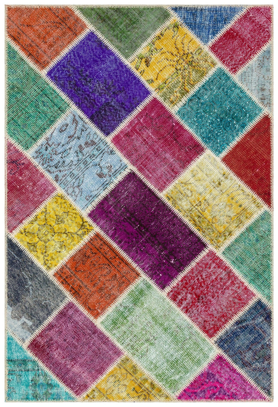Multicolor Geometric Hand-Knotted Vintage Wool Rug 122x181 cm (4' x 5'11") – in the hallway