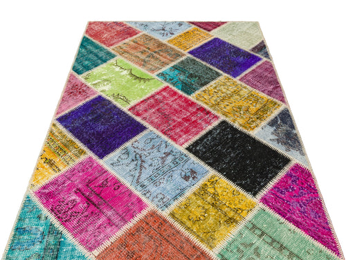 Iskece Bej Patchwork Yün El Dokuma Halısı 122 x 183 Apex Unique