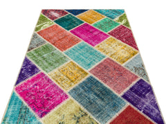 Iskece Bej Patchwork Yün El Dokuma Halısı 122 x 184 Apex Unique