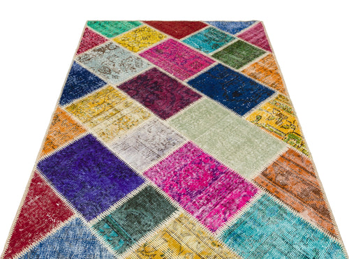 Iskece Bej Patchwork Yün El Dokuma Halısı 122 x 182 Apex Unique