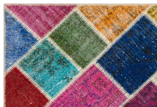 Iskece Bej Patchwork Yün El Dokuma Halısı 122 x 182 Apex Unique