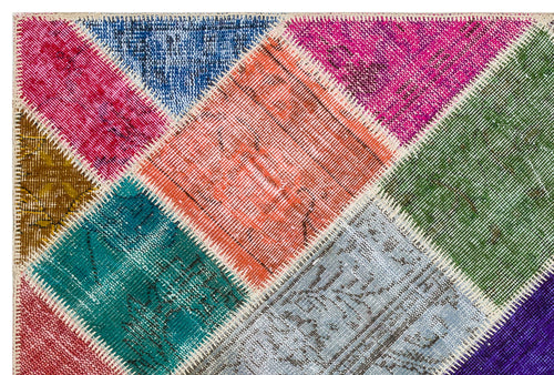 Iskece Bej Patchwork Yün El Dokuma Halısı 122 x 182 Apex Unique