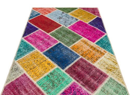 Iskece Bej Patchwork Yün El Dokuma Halısı 122 x 181 Apex Unique