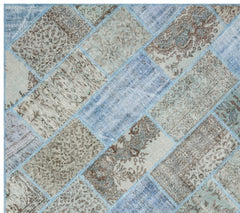 Iskece Mavi Eskitme Yün El Dokuma Halısı 282 x 317 Apex Unique