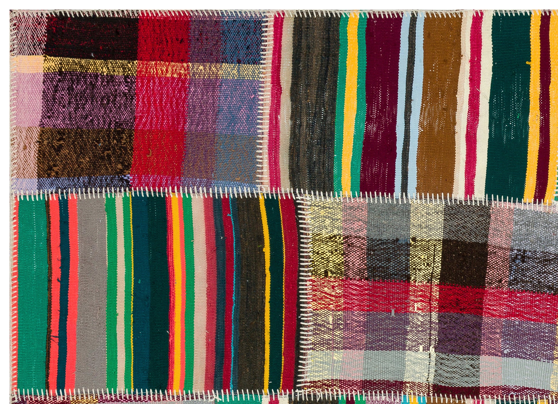 Teselya Bej Çizgili Yün El Dokuma Halısı 157 x 219 Apex Unique