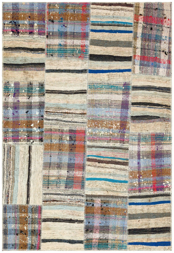 Bej Anadolu Bohem Geometrik Yün Halı 156x231 - Özel Seri
