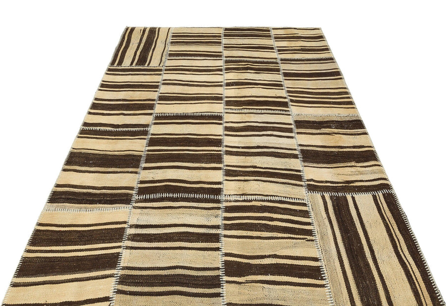 Bej Anadolu Geometrik Modern Yün Halı 158x221 - Özel Seri