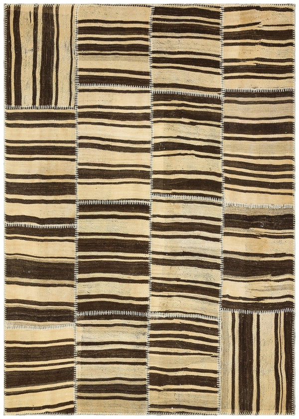 Bej Anadolu Geometrik Modern Yün Halı 158x221 - Özel Seri