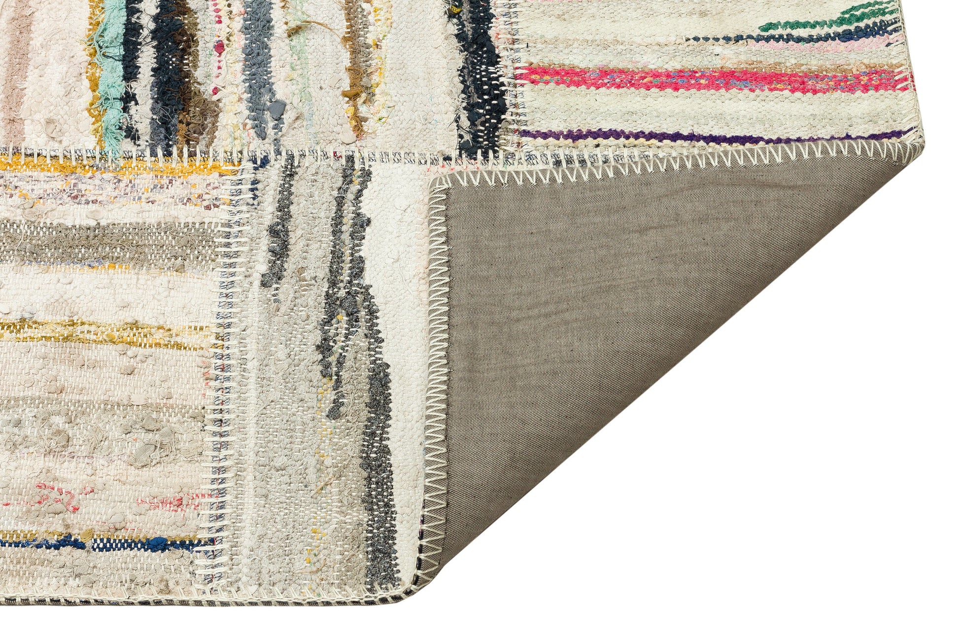 Teselya Bej Çizgili Yün El Dokuma Halısı 157 x 232 Apex Unique