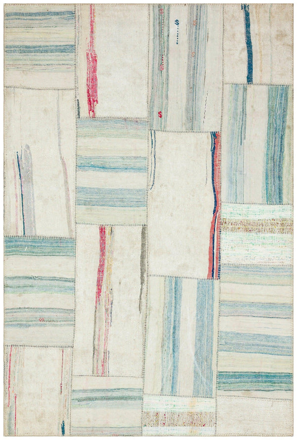 Bej Geometrik Modern Yün Halı 161x239