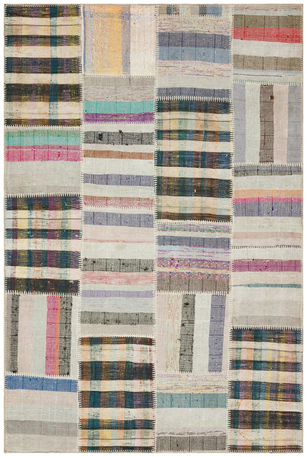 Bej Geometrik Modern Yün Halı 152x226