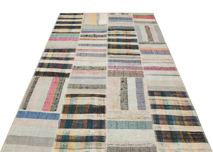 Bej Geometrik Modern Yün Halı 152x226