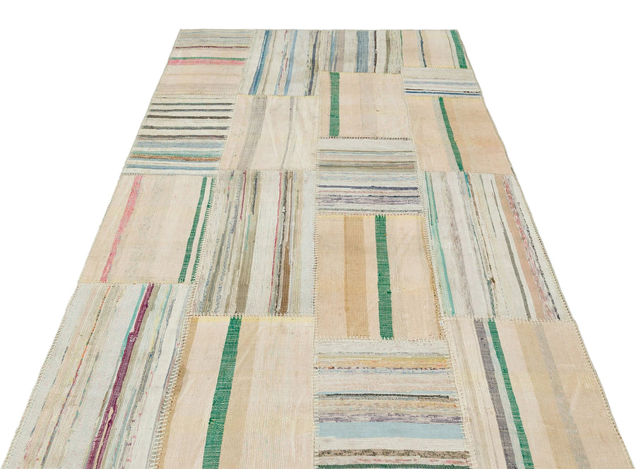 Bej Geometrik Modern Yün Halı 142x225