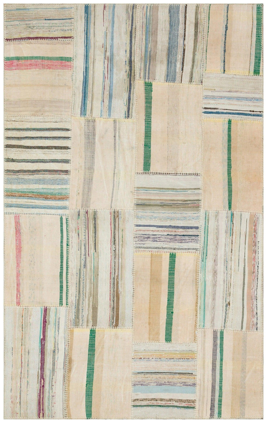 Krem El Dokuma Halı Geometrik Desenli Çok Renkli Detaylı 142x225 cm 36345 – Koridor kullanımı