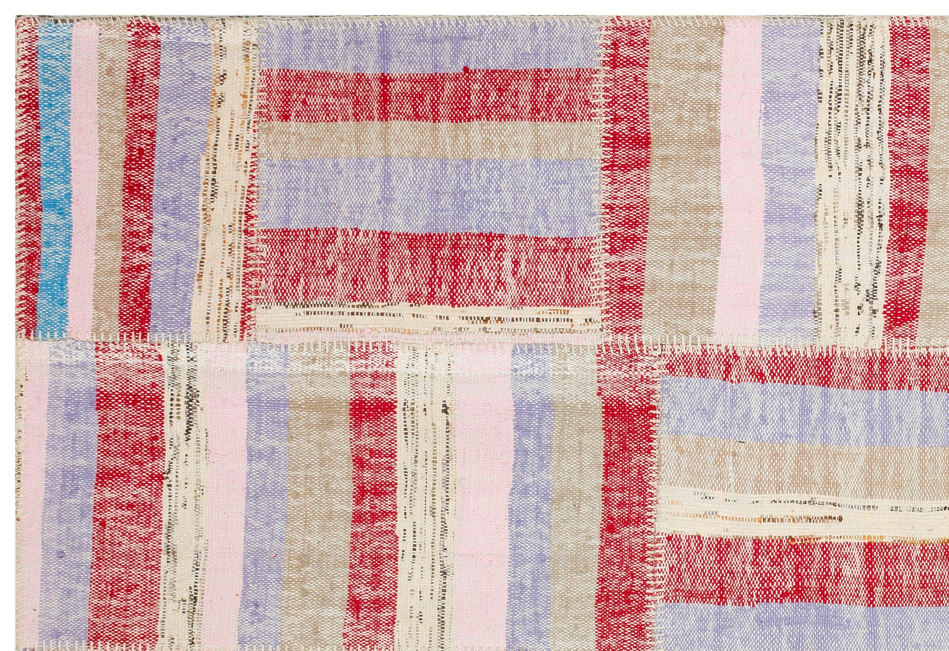 Teselya Bej Çizgili Yün El Dokuma Halısı 157 x 232 Apex Unique