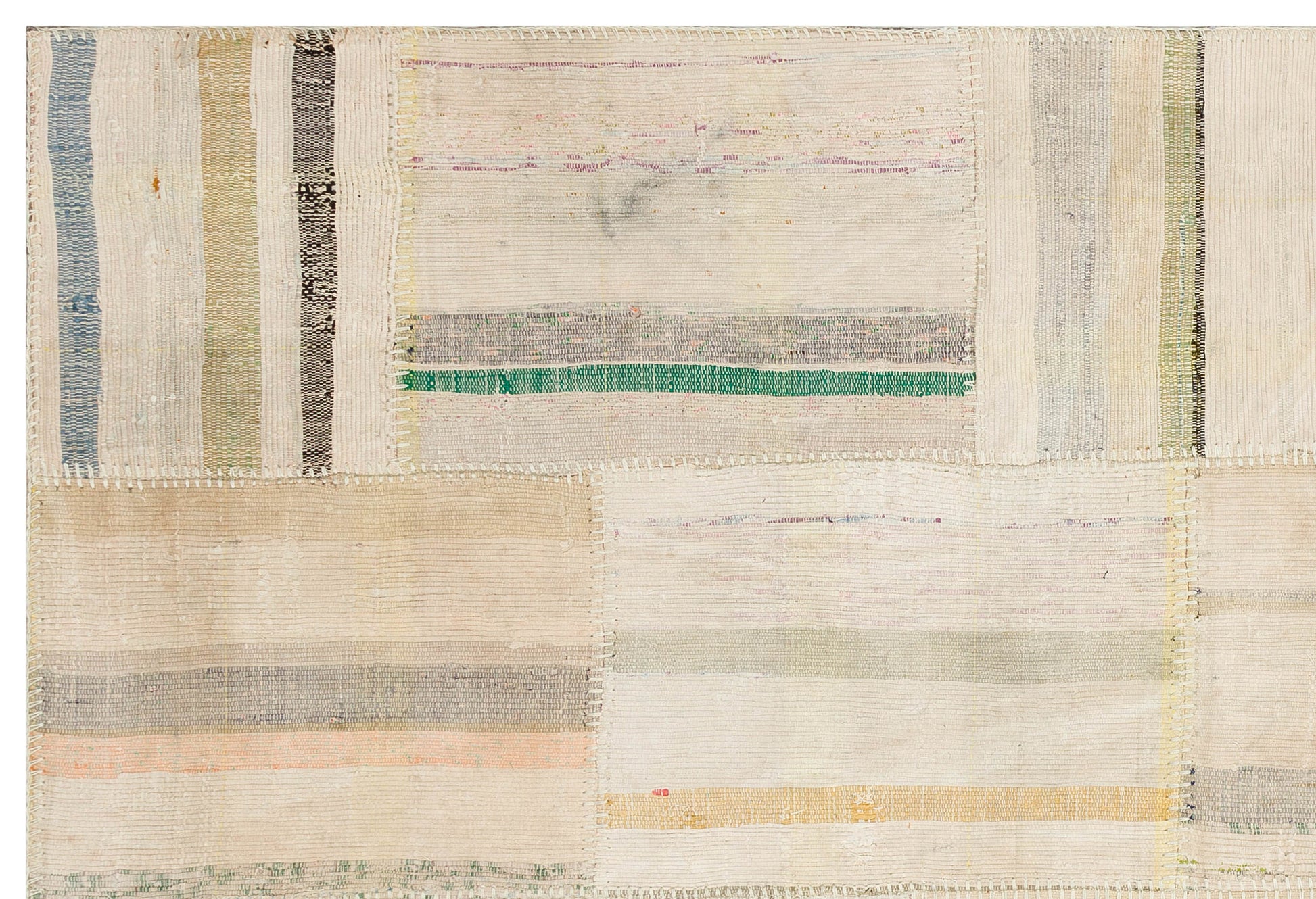 Teselya Bej Çizgili Yün El Dokuma Halısı 149 x 215 Apex Unique